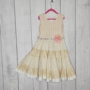 Giggle Moon Tiered Layered Sleeveless Floral Party Dress, sz 6X